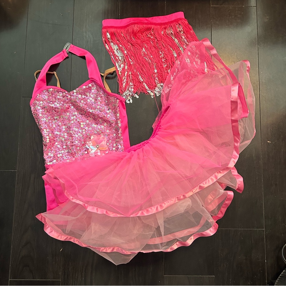 Pink Sequin Kids Dance Costume
